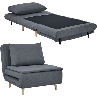 ARRIGONI Fauteuil Convertible 3-en-1 Avec Fonction Lit Dossier Reglable Pieds En Bois De Hetre Coussin Gris - Publicité ARRIGONI Fauteuil Convertible 3-en-1 Avec Fonction Lit Dossier Reglable Pieds En Bois De Hetre Coussin Gris - Publicité