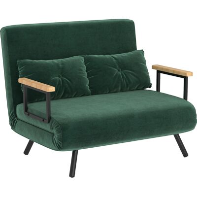 ARRIGONI Canapé Convertible 2 Places 4 En 1, Canapé-lit Avec Dossier Réglable Sur 5 Niveaux, 2 Coussins, 102 X 73 X 81 Cm, Vert - Publicité ARRIGONI Canapé Convertible 2 Places 4 En 1, Canapé-lit Avec Dossier Réglable Sur 5 Niveaux, 2 Coussins, 102 X 73 X 81 Cm, Vert - Publicité