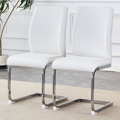 ACKERMAN Design Européen Élégant : 2 Pièces Par Carton, Coussins De Siège Confortables En Simili Cuir Blanc Combinés Avec Pieds En Métal Argenté – Allie Esthétique Élégante Et Style Moderne. Publicité ACKERMAN Design Européen Élégant : 2 Pièces Par Carton, Coussins De Siège Confortables En Simili Cuir Blanc Combinés Avec Pieds En Métal Argenté – Allie Esthétique Élégante Et Style Moderne. Publicité