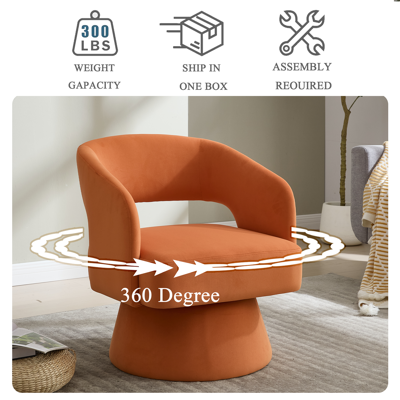MIDUODUO Fauteuil D’accent Pivotant 360° Lexicon Velours Confortable,dossier Ouvert Base Métal Salon Chambre Orange. Lexicon 360 - Publicité MIDUODUO Fauteuil D’accent Pivotant 360° Lexicon Velours Confortable,dossier Ouvert Base Métal Salon Chambre Orange. Lexicon 360 - Publicité