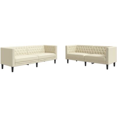 DESIGN IN Ensemble De Canapé Sofa Chesterfield 2 Pcs Crème Similicuir - Publicité DESIGN IN Ensemble De Canapé Sofa Chesterfield 2 Pcs Crème Similicuir - Publicité