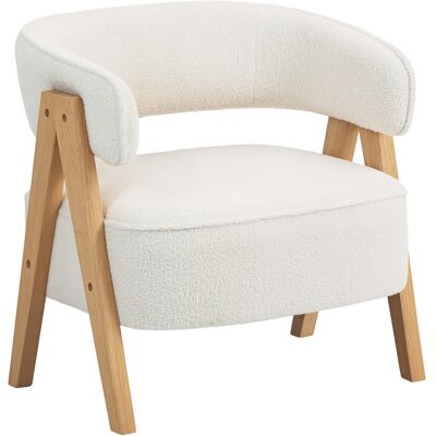 ARRIGONI Fauteuil De Salon En Tissu Bouclette, Chaise Rembourrée, Assise Large, Dossier Ergonomique, 70 X 64 X 71 Cm, Blanc - Publicité ARRIGONI Fauteuil De Salon En Tissu Bouclette, Chaise Rembourrée, Assise Large, Dossier Ergonomique, 70 X 64 X 71 Cm, Blanc - Publicité