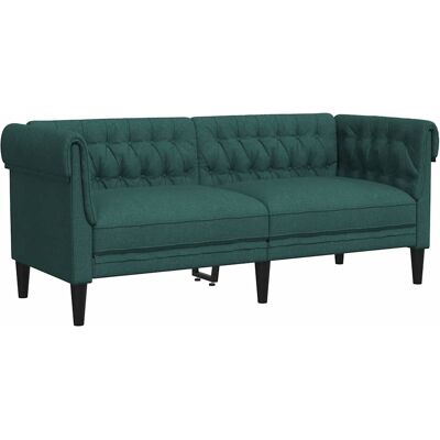 DESIGN IN Canapé Sofa Chesterfield 2 Places Vert Foncé Tissu - Publicité DESIGN IN Canapé Sofa Chesterfield 2 Places Vert Foncé Tissu - Publicité