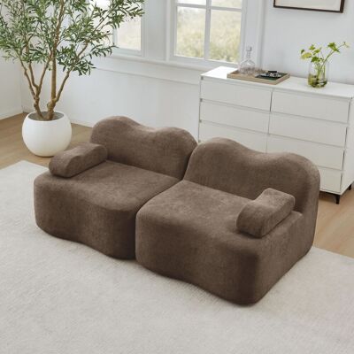OEM Canapé Modulable 2 Places Sans Structure, Forme Ondulée, Assise Profonde, Accoudoirs Amovibles, Idéal Pour Salon Et Appartement, Livré Monté, Marron - Publicité OEM Canapé Modulable 2 Places Sans Structure, Forme Ondulée, Assise Profonde, Accoudoirs Amovibles, Idéal Pour Salon Et Appartement, Livré Monté, Marron - Publicité