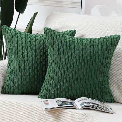 Vision Lot De 2 Housses De Coussin En Velours Côtelé Rayé Boho Housse De Coussin Décorative Douce Pour Canapé Chambre À Coucher Vert 40 X 40 Cm - Publicité Vision Lot De 2 Housses De Coussin En Velours Côtelé Rayé Boho Housse De Coussin Décorative Douce Pour Canapé Chambre À Coucher Vert 40 X 40 Cm - Publicité
