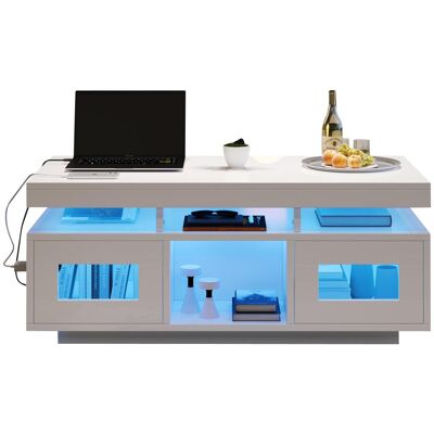 OEM 100×50×43cm Weißer Hochglanz-couchtisch, Mit Per Mobiler App Steuerbaren Led-leuchten, Wohnzimmertisch Mit Schrank, Sofatisch Mit Ladeanschluss Und Steckdose , Geeignet Für Büro, Arbeitszimmer - Publicité OEM 100×50×43cm Weißer Hochglanz-couchtisch, Mit Per Mobiler App Steuerbaren Led-leuchten, Wohnzimmertisch Mit Schrank, Sofatisch Mit Ladeanschluss Und Steckdose , Geeignet Für Büro, Arbeitszimmer - Publicité