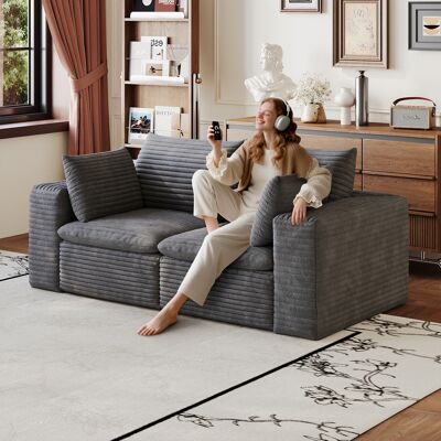 LEMONBEST Canapé 180 Cm En Velours Côtelé, Style Cloud Sofa, Coussins Amovibles, Sans Montage Pour Salon Chambre -gris Foncé - Publicité LEMONBEST Canapé 180 Cm En Velours Côtelé, Style Cloud Sofa, Coussins Amovibles, Sans Montage Pour Salon Chambre -gris Foncé - Publicité