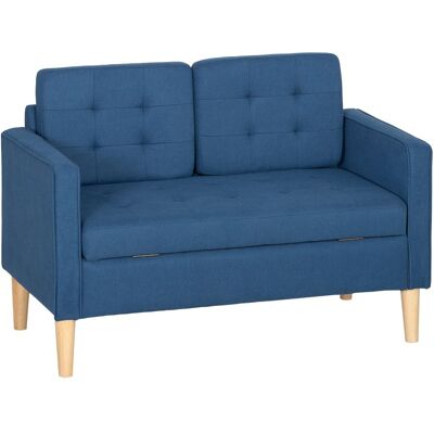 OEM Sofa Convertible 2 Places Avec Rangement, Coussins Confortables, En Bois D'Hévéa, Dimensions 117x62x78cm, Couleur Bleue - Publicité OEM Sofa Convertible 2 Places Avec Rangement, Coussins Confortables, En Bois D'Hévéa, Dimensions 117x62x78cm, Couleur Bleue - Publicité