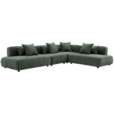 VENTE-UNIQUE Canapé D'Angle Modulable En Tissu Chenille Vert Lelaco - Publicité VENTE-UNIQUE Canapé D'Angle Modulable En Tissu Chenille Vert Lelaco - Publicité