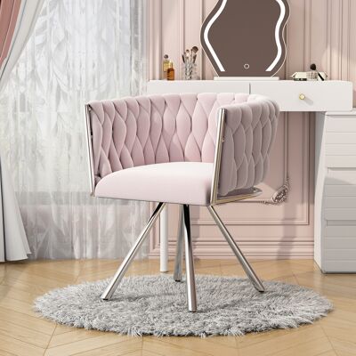 DEVOKO Fauteuil Maquillage Pivotant Rose Velours Luxueux, 4 Pieds Métalliques Support Stable, Parfait Chambre Et Espace Loisir - Publicité DEVOKO Fauteuil Maquillage Pivotant Rose Velours Luxueux, 4 Pieds Métalliques Support Stable, Parfait Chambre Et Espace Loisir - Publicité