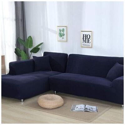 ABYSSE Housse Extensible D'Angle Pour Canapés D'Angle 1 Place Et 2 Places En L, Protection D'Angle, Bleu Foncé - Publicité ABYSSE Housse Extensible D'Angle Pour Canapés D'Angle 1 Place Et 2 Places En L, Protection D'Angle, Bleu Foncé - Publicité