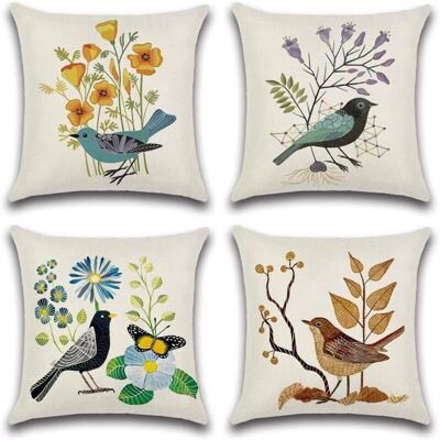 IRISFR Lntyq Housse De Coussin Fleurs Et Oiseaux Motif 45 X 45 Cm Taie D'Oreiller Pour Canapé Maison Salon Chambre Décoration 4 Pièces (fleurs Et Oiseaux Classiques) - Publicité IRISFR Lntyq Housse De Coussin Fleurs Et Oiseaux Motif 45 X 45 Cm Taie D'Oreiller Pour Canapé Maison Salon Chambre Décoration 4 Pièces (fleurs Et Oiseaux Classiques) - Publicité