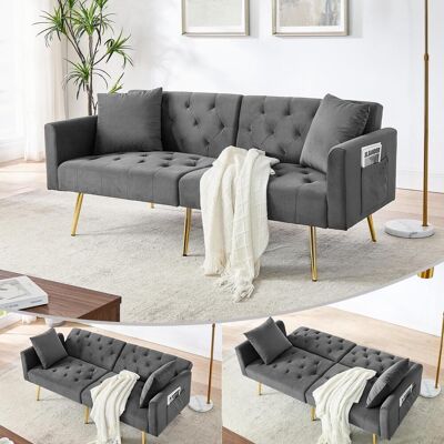 OEM Canapé Deux Places Moderne En Velours, Dossier Réglable En 3 Positions, 2 Coussins Inclus, Pieds En Métal Robustes, Doux Et Confortable Pour Salon, Appartement En Location, Petit Appartement, Gris - Publicité OEM Canapé Deux Places Moderne En Velours, Dossier Réglable En 3 Positions, 2 Coussins Inclus, Pieds En Métal Robustes, Doux Et Confortable Pour Salon, Appartement En Location, Petit Appartement, Gris - Publicité