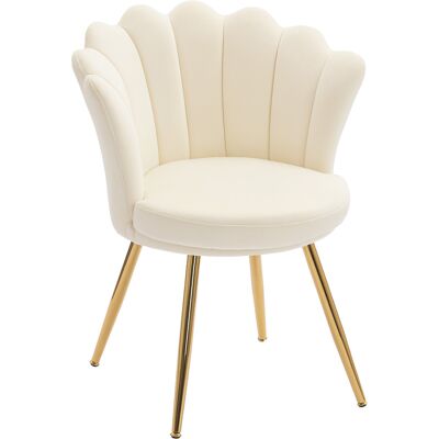 OEM Fauteuil Coquillage Chaise Coiffeuse Fauteuil En Velours Fauteuil De Salon Avec Pieds En Métal Doré Beige - Publicité OEM Fauteuil Coquillage Chaise Coiffeuse Fauteuil En Velours Fauteuil De Salon Avec Pieds En Métal Doré Beige - Publicité
