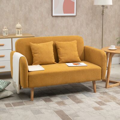 DEVOKO Canapé Double Avec Coussins, Repose-pieds Réglables, Polyester Velouté, Mousse, Design Compact, 2 Places, Nature+jaune - Publicité DEVOKO Canapé Double Avec Coussins, Repose-pieds Réglables, Polyester Velouté, Mousse, Design Compact, 2 Places, Nature+jaune - Publicité