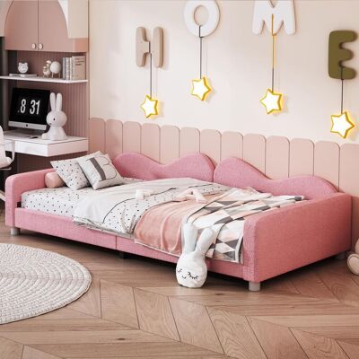 OEM Lit Enfant Capitonné 90 X 200 Cm, Cadre De Canapé-lit, Tissu Peluche, Lit Moelleux Multifonctionnel Avec Dossier Et Accoudoirs, Lit Junior, Lit D'Appoint, Rose - Publicité OEM Lit Enfant Capitonné 90 X 200 Cm, Cadre De Canapé-lit, Tissu Peluche, Lit Moelleux Multifonctionnel Avec Dossier Et Accoudoirs, Lit Junior, Lit D'Appoint, Rose - Publicité