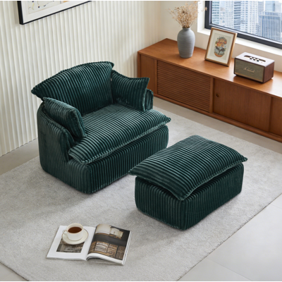 BEAOK Canapé 1 Place En Flanelle Verte Avec Ottoman, Design Compact, 115x89x77 Cm - Publicité BEAOK Canapé 1 Place En Flanelle Verte Avec Ottoman, Design Compact, 115x89x77 Cm - Publicité