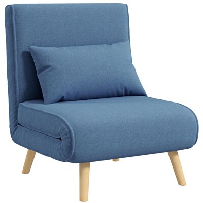 OEM Fauteuil Chauffeuse Convertible 3 En 1 Lit Fauteuil Lit 1 Place Dossier 5 Positions En Tissu Avec Coussin, Bleu - Publicité OEM Fauteuil Chauffeuse Convertible 3 En 1 Lit Fauteuil Lit 1 Place Dossier 5 Positions En Tissu Avec Coussin, Bleu - Publicité