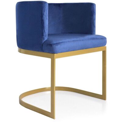 MENZZO Chaise / Fauteuil Noellie Velours Bleu Pieds Or - Publicité MENZZO Chaise / Fauteuil Noellie Velours Bleu Pieds Or - Publicité