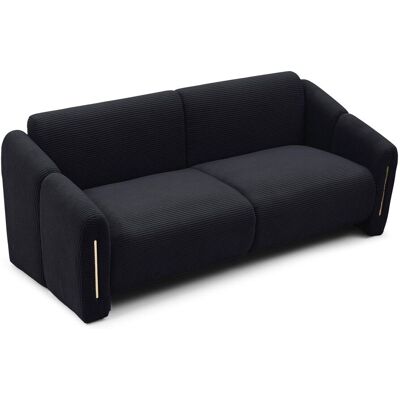 MENZZO Canapé 3 Places Design Maximilien Métal Doré Et Velours Côtelé Noir - Publicité MENZZO Canapé 3 Places Design Maximilien Métal Doré Et Velours Côtelé Noir - Publicité