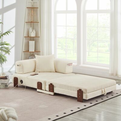 ACKERMAN 2-in-1 Folding Sofa With Sleep Function & Usb/type C Port & Storage, Compact Sofa Bed With Armrests For Small Spaces, Guest Room & Loft - Beige - Publicité ACKERMAN 2-in-1 Folding Sofa With Sleep Function & Usb/type C Port & Storage, Compact Sofa Bed With Armrests For Small Spaces, Guest Room & Loft - Beige - Publicité