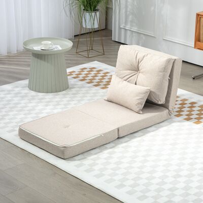 OEM Homcom Chauffeuse Canapé-lit Convertible 1 Place - Dossier Réglable, 1 Coussin Inclus, Beige - Publicité OEM Homcom Chauffeuse Canapé-lit Convertible 1 Place - Dossier Réglable, 1 Coussin Inclus, Beige - Publicité
