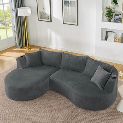 SANS MARQUE Canapé D’angle Gauche- 3 Places-avec Accoudoirs À Porte-gobelets- Tissu Chenille Doux- Coussins Inclus-gris - Publicité SANS MARQUE Canapé D’angle Gauche- 3 Places-avec Accoudoirs À Porte-gobelets- Tissu Chenille Doux- Coussins Inclus-gris - Publicité