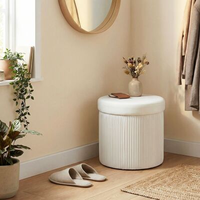PZCC Banc Coffre Ottoman De Rangement, Coffre De Rangement Pliable, 35 L, 38 X 38 X 38 Cm, Revêtement En Velours, Coffre De Rangement Rond Crème - Publicité PZCC Banc Coffre Ottoman De Rangement, Coffre De Rangement Pliable, 35 L, 38 X 38 X 38 Cm, Revêtement En Velours, Coffre De Rangement Rond Crème - Publicité