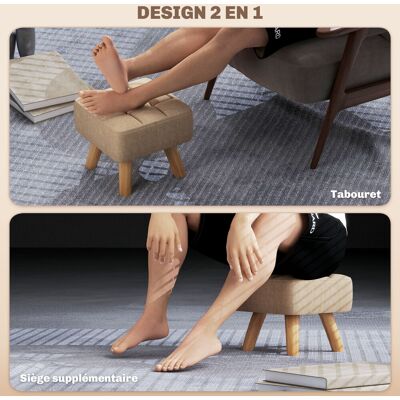 OEM Repose-pied Ottoman Tissu Bois 27x27x26 Cm Marron Clair - Publicité OEM Repose-pied Ottoman Tissu Bois 27x27x26 Cm Marron Clair - Publicité