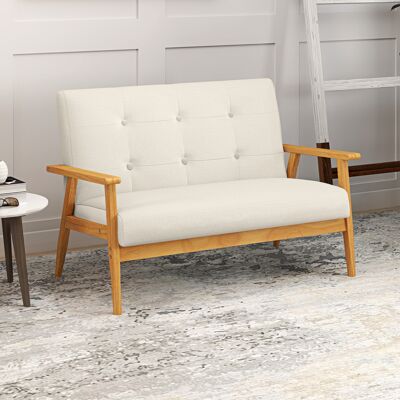 OEM Canapé 3 Places 115 Cm Canapé Scandinave Avec Dossier Capitonné. Assise Rembourrée Et Accoudoirs. Beige - Publicité OEM Canapé 3 Places 115 Cm Canapé Scandinave Avec Dossier Capitonné. Assise Rembourrée Et Accoudoirs. Beige - Publicité