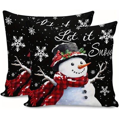 OEM Ensemble De Taies D'Oreiller De Noël De Style Bohème – Imprimé Bonhomme De Neige, Oiseau Rouge Et Flocon De Neige, Taie D'Oreiller Zippée « Let It Snow », Lavable En Machine, Compatible. Publicité OEM Ensemble De Taies D'Oreiller De Noël De Style Bohème – Imprimé Bonhomme De Neige, Oiseau Rouge Et Flocon De Neige, Taie D'Oreiller Zippée « Let It Snow », Lavable En Machine, Compatible. Publicité