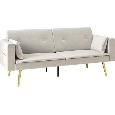 OEM Canapé-lit Homcom, Dossier Réglable, Poches Latérales, Canapé-lit Double Avec Coussins, Convient Pour Le Salon Ou La Chambre, Beige. Publicité OEM Canapé-lit Homcom, Dossier Réglable, Poches Latérales, Canapé-lit Double Avec Coussins, Convient Pour Le Salon Ou La Chambre, Beige. Publicité