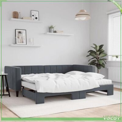 OEM Lit De Jour Avec Lit Gigogne - Faf7291712413841 - Velours Gris Foncé - 2x90x190 Cm - Matelas Mousse 10 Cm - Publicité OEM Lit De Jour Avec Lit Gigogne - Faf7291712413841 - Velours Gris Foncé - 2x90x190 Cm - Matelas Mousse 10 Cm - Publicité