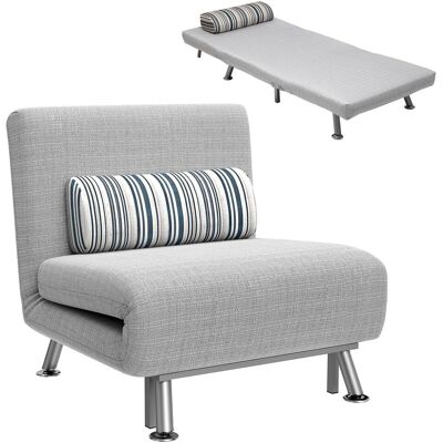 OEM Canapé-lit 3 En 1 Une Place Avec Dossier Inclinable 5 Positions, Coussin Rembourré Et Matelas, Canapé-lit Pliant Pour Salon, En Acier Et Lin, 75 X 70 X 75 Cm, Gris Clair - Publicité OEM Canapé-lit 3 En 1 Une Place Avec Dossier Inclinable 5 Positions, Coussin Rembourré Et Matelas, Canapé-lit Pliant Pour Salon, En Acier Et Lin, 75 X 70 X 75 Cm, Gris Clair - Publicité