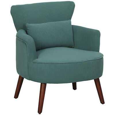 OEM Fauteuil Moderne, Fauteuil D'Appoint Rembourré Avec Coussin Lombaire Et Pieds En Bois D'Hévéa — Vert Foncé - Publicité OEM Fauteuil Moderne, Fauteuil D'Appoint Rembourré Avec Coussin Lombaire Et Pieds En Bois D'Hévéa — Vert Foncé - Publicité