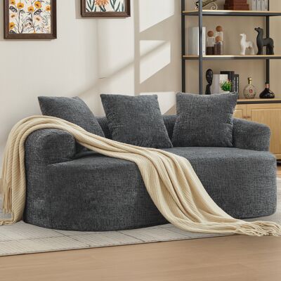 ACKERMAN Canapé D'Amour Incurvé, Petit Canapé En Chenille Avec 3 Coussins, Canapé Profond Pour Appartement Et Salon, Pas De Montage Requis - Publicité ACKERMAN Canapé D'Amour Incurvé, Petit Canapé En Chenille Avec 3 Coussins, Canapé Profond Pour Appartement Et Salon, Pas De Montage Requis - Publicité