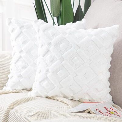 OEM Lot De 2 Housses De Coussin Peluche Luxe Blanc 45x45cm, Douces Et Confortables Pour Canapé Et Chambre - Publicité OEM Lot De 2 Housses De Coussin Peluche Luxe Blanc 45x45cm, Douces Et Confortables Pour Canapé Et Chambre - Publicité