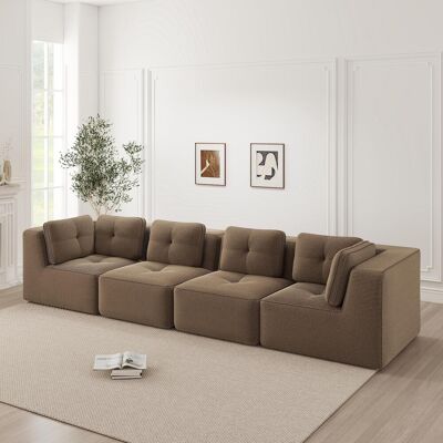 OEM Canapé Modulable Pour Salon, Design Sans Cadre, Confortable Quatre Places, Assise Profonde, Coussins Moelleux Et Tissu Velours Côtelé, Aucun Assemblage Requis, Design Antidérapant, Couleur Marron. Publicité OEM Canapé Modulable Pour Salon, Design Sans Cadre, Confortable Quatre Places, Assise Profonde, Coussins Moelleux Et Tissu Velours Côtelé, Aucun Assemblage Requis, Design Antidérapant, Couleur Marron. Publicité