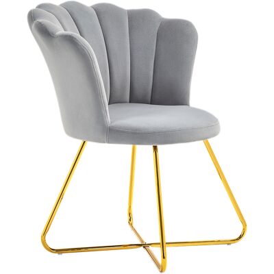 OEM Fauteuil Coquillage Chaise Coiffeuse Fauteuil En Velours Fauteuil De Salon Avec Pieds En Acier 69 X 64 X 80 Cm Gris - Publicité OEM Fauteuil Coquillage Chaise Coiffeuse Fauteuil En Velours Fauteuil De Salon Avec Pieds En Acier 69 X 64 X 80 Cm Gris - Publicité