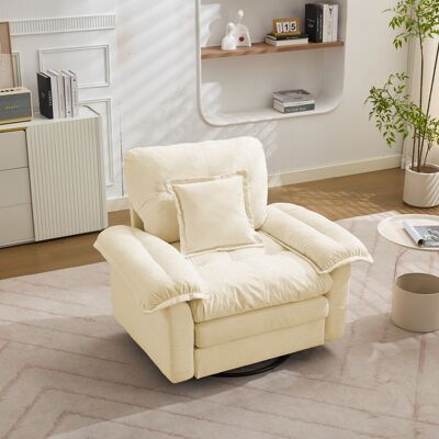 KELLANY Fauteuil Pivotant À 360° En Chenille, Format Surdimensionné, Idéal Pour La Lecture – Fauteuil D'Appoint Confortable Avec Coussin De Soutien, Canapé Une Place Capitonné Pour Chambre, Salon Et Chambre D - Publicité KELLANY Fauteuil Pivotant À 360° En Chenille, Format Surdimensionné, Idéal Pour La Lecture – Fauteuil D'Appoint Confortable Avec Coussin De Soutien, Canapé Une Place Capitonné Pour Chambre, Salon Et Chambre D - Publicité