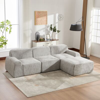 LEMONBEST Canapé Modulable Compressé En Tissu Chenille, Mousse Haute Résilience 30d, Base Antidérapante, Facile À Déplacer - Gris - Publicité LEMONBEST Canapé Modulable Compressé En Tissu Chenille, Mousse Haute Résilience 30d, Base Antidérapante, Facile À Déplacer - Gris - Publicité