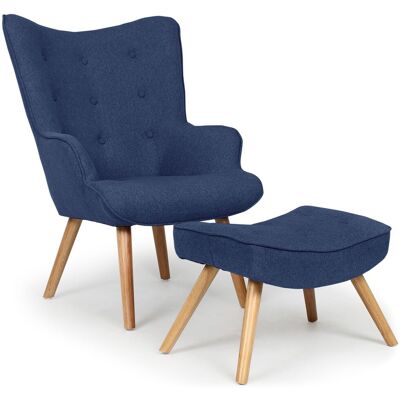 MENZZO Fauteuil Scandinave + Pouf Lylou Tissu Bleu - Publicité MENZZO Fauteuil Scandinave + Pouf Lylou Tissu Bleu - Publicité