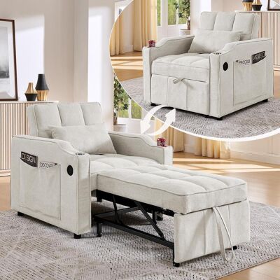 OEM Fauteuil Convertible 3 En 1 Avec Port Usb/type-c, Canapé-lit (190 Cm) Avec Porte-gobelet En Acier Inoxydable, Fonction Lit Et Dossier Réglable En 3 Positions, Poches Latérales. Idéal Pour Les Petits E - Publicité OEM Fauteuil Convertible 3 En 1 Avec Port Usb/type-c, Canapé-lit (190 Cm) Avec Porte-gobelet En Acier Inoxydable, Fonction Lit Et Dossier Réglable En 3 Positions, Poches Latérales. Idéal Pour Les Petits E - Publicité