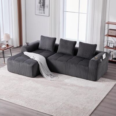 OEM Ce Canapé Compact En Velours Côtelé Est Doux Et Confortable, Et Sa Conception Modulable Le Rend Très Pratique Au Quotidien. Il Est Doté De Poches Latérales Et D'Un Porte-gobelet. Son Confort De Haute - Publicité OEM Ce Canapé Compact En Velours Côtelé Est Doux Et Confortable, Et Sa Conception Modulable Le Rend Très Pratique Au Quotidien. Il Est Doté De Poches Latérales Et D'Un Porte-gobelet. Son Confort De Haute - Publicité