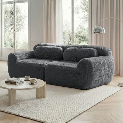 ACKERMAN Canapé 2 Places, Tissu Pelucheux, Design Modulaire Sans Cadre, Librement Combinable, Avec Coussins. Doux, Mousse À Haute Élasticité, Sol Antidérapant, Adapté Pour Salon, Chambre À Coucher, Gris - Publicité ACKERMAN Canapé 2 Places, Tissu Pelucheux, Design Modulaire Sans Cadre, Librement Combinable, Avec Coussins. Doux, Mousse À Haute Élasticité, Sol Antidérapant, Adapté Pour Salon, Chambre À Coucher, Gris - Publicité