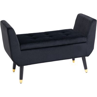 OEM Banc De Rangement Avec Accoudoirs, Banquette Capitonnée Aspect Velours, Coffre De Rangement Avec Pieds En Bois, Banc Coffre Pour Salon, Chambre, Entrée, 107 X 42 X 65 Cm, Noir - Publicité OEM Banc De Rangement Avec Accoudoirs, Banquette Capitonnée Aspect Velours, Coffre De Rangement Avec Pieds En Bois, Banc Coffre Pour Salon, Chambre, Entrée, 107 X 42 X 65 Cm, Noir - Publicité
