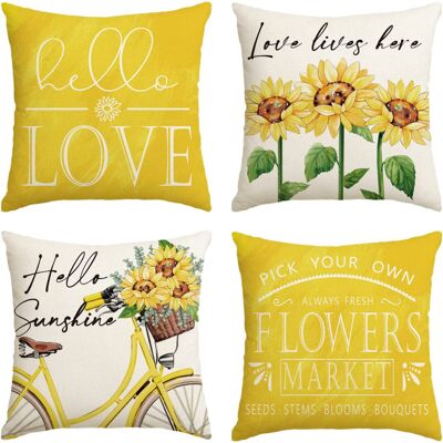 OEM Housse De Coussin Hollo Love Tournesol Vélo Jaune, 50 X 50 Cm, Motif Floral Été/printemps, Housse De Coussin Pour Canapé, Ensemble De 4 Pièces - Publicité OEM Housse De Coussin Hollo Love Tournesol Vélo Jaune, 50 X 50 Cm, Motif Floral Été/printemps, Housse De Coussin Pour Canapé, Ensemble De 4 Pièces - Publicité