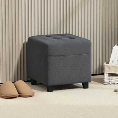 OEM Homcom Repose-pied Salon Ottoman - Siège Rembourré Capitonné En Tissu Aspect Lin, Poche Latérale Incluse, 35x35x35cm, Gris - Publicité OEM Homcom Repose-pied Salon Ottoman - Siège Rembourré Capitonné En Tissu Aspect Lin, Poche Latérale Incluse, 35x35x35cm, Gris - Publicité