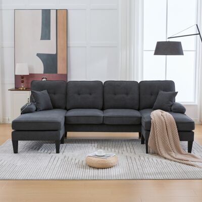 Acavallo Canapé Modulaire En Chenille — Canapé D'Angle En U Avec Pouf De Rangement Canapé D'Angle 6 Places Avec Méridienne - Publicité Acavallo Canapé Modulaire En Chenille — Canapé D'Angle En U Avec Pouf De Rangement Canapé D'Angle 6 Places Avec Méridienne - Publicité
