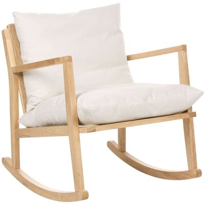 BELIANI Fauteuil À Bascule Scandinave Structure En Bois D'Hévéa En Tissu Avec Coussins Beige Clair Kjevik - Publicité BELIANI Fauteuil À Bascule Scandinave Structure En Bois D'Hévéa En Tissu Avec Coussins Beige Clair Kjevik - Publicité